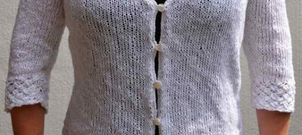 Weiße Baumwolljacke mit Netzmuster aus Linea Pura, Biolino, Größe 38/40